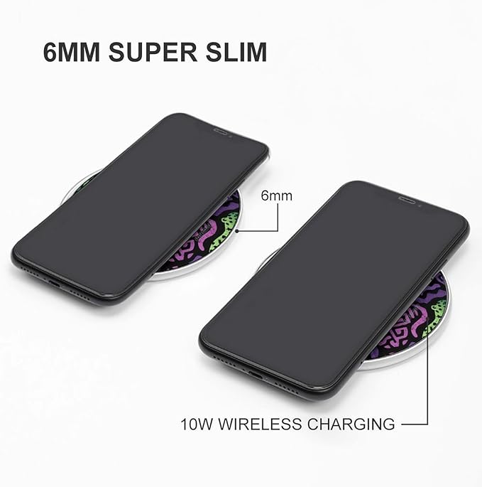Neon Animal Graffiti Fast Portable Charger 10W Funny Graphic Phone Charging Pad with USB Cable