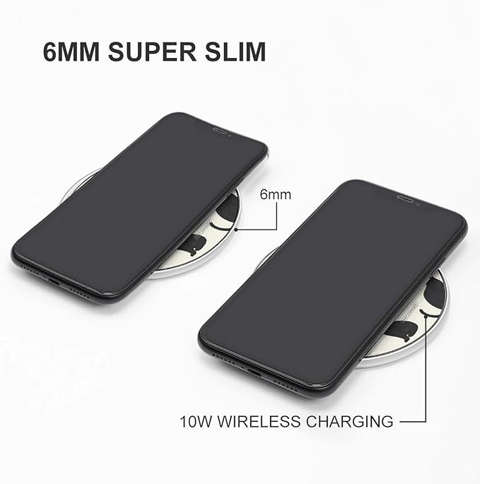 Cats Pattern Charger Pad 10W Max Fast Charging Portable Charging Station Compatible with iPhone