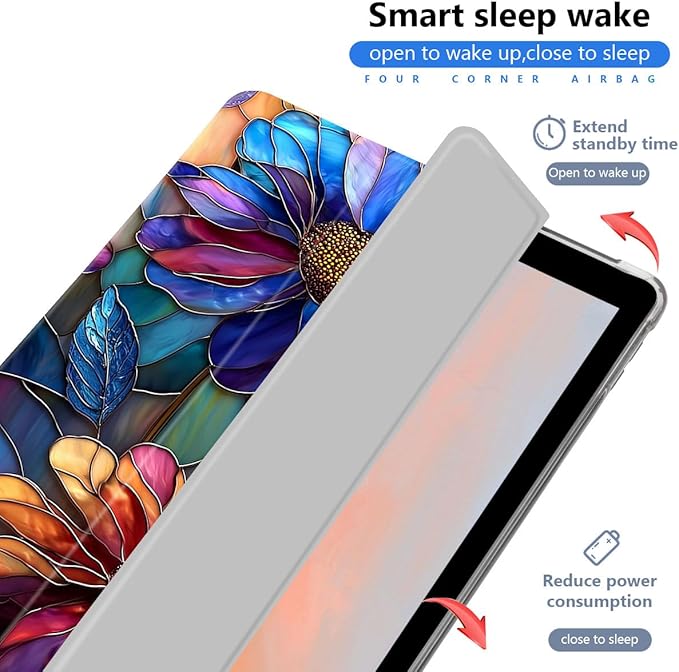 Cute Vibrant Flower Case for iPad 10th Generation 2022 10.9/ iPad (A16) 11th Gen 2025 11 Floral Aesthetic Design Foldable Leather Protective Case Soft Back Cover with Pencil Holder