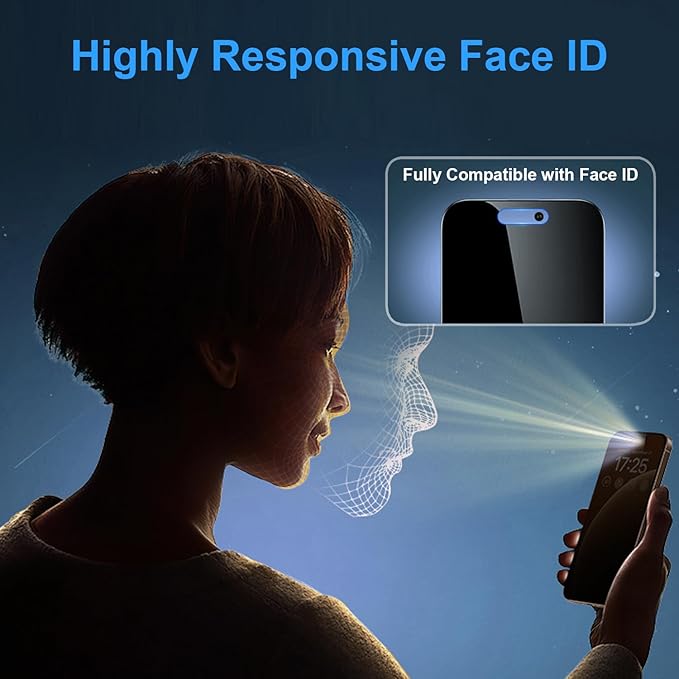 OneFish for iPhone 16 Pro Max Privacy Screen Protector 4-Way 360° Anti-Spy Tempered Glass 9H Hardness HD Clear Anti-Fingerprint 3D Curved Edges Case-Friendly &amp Easy Installation [2 Pack]