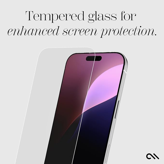 Case-Mate iPhone 16 Pro Screen Protector - Anti-Scratch Tempered Glass with Shatter Protection - Durable 9H Glass with Touch Sensitivity Ultra High Clarity Case Friendly and Easy to Apply - Clear
