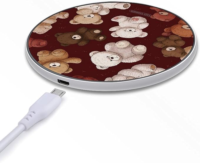 Vintage Teddy Bears Fast Portable Charger 10W Funny Graphic Phone Charging Pad with USB Cable