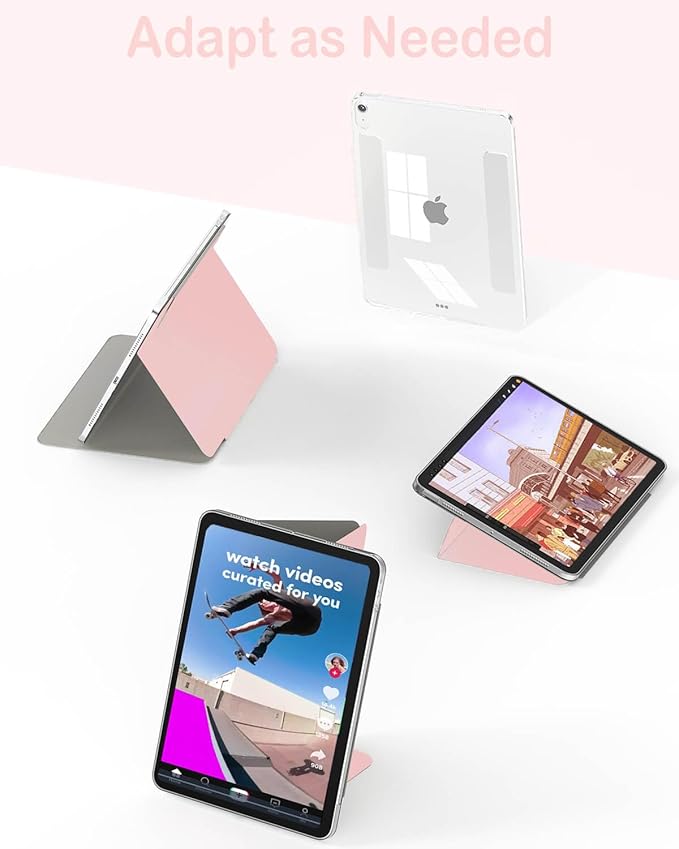 Feams V Fold Case for iPad (A16) 11th Generation 11 Inch 2025 iPad 10th Generation 10.9 Inch 2022 V-Shaped Standing Magnetic Detachable Clear Back Case with Portrait Mode &amp Auto Sleep Light Pin