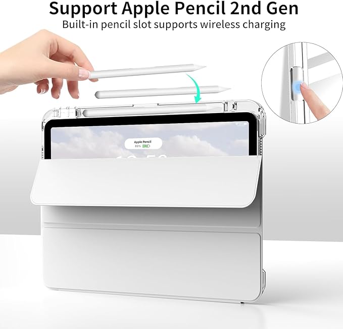 Case for iPad Air 13 Inch M3/M2 (2025/2024) &amp Pro 12.9 Inch 6th/5th/4th/3rd Generation 2022/2021/2020/2018 with Pencil Holder 2 in 1 Detachable Trifold Sliding Cover with Clear Back Shell Gray