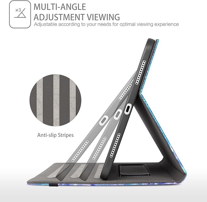 iPad Pro 13 inch Case (M5)2025 Case for iPad Pro 13-inch (M4) 2024 with Pencil Holder Multi-Angle View Adjustable Stand Shockproof Protective with Pocket/Hand Strap/Auto Wake SleepFlowers Butterfly