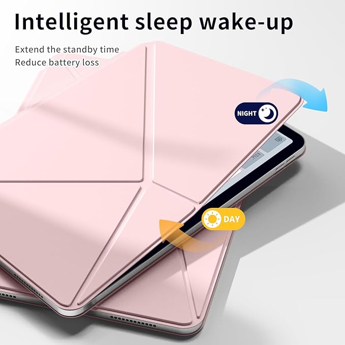 for iPad A16 Case iPad 11th/10th Generation Case (2025/2022) Removable Magnetic Cover Ultra Slim Shockproof Adjustable Portrait/Landscape Stand with Raised Screen View Auto Sleep/Wake Pink