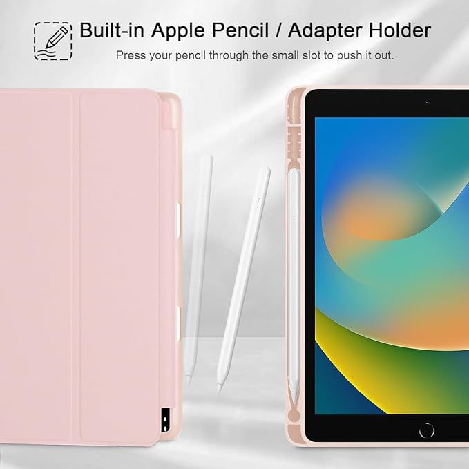 Mektron Designed Printed iPad 10.2 Case 9th Gen (2021)/ 8th Gen (2020)/ 7th Gen (2019) with Pencil Holder Slim Stand Protective Case with Soft TPU Back for iPad 10.2 Inch Colorful Cacti