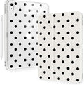 Cute Black Polka Dot for iPad Air5/Air4 Case with Pencil Holder Auto Sleep/Wake White Leather Acrylic Back Detachable Cover for iPad 10.9 Inch 2022/2020