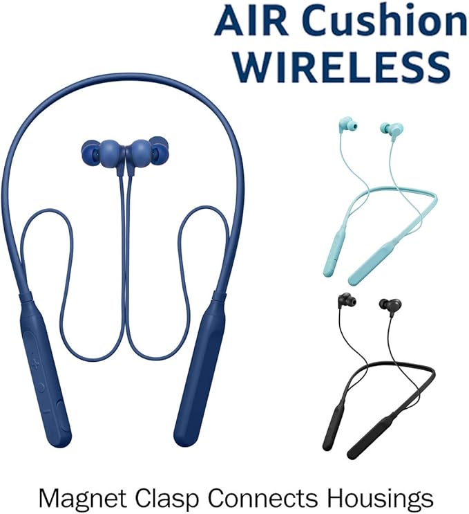 JVC Air Cushion Wireless Earbuds Headphones Bluetooth 5.0 Water Resistant IPX4 Long Life Battery (up to 24 Hours) 3-Button Remote with mic - HAFX41WB Black Medium