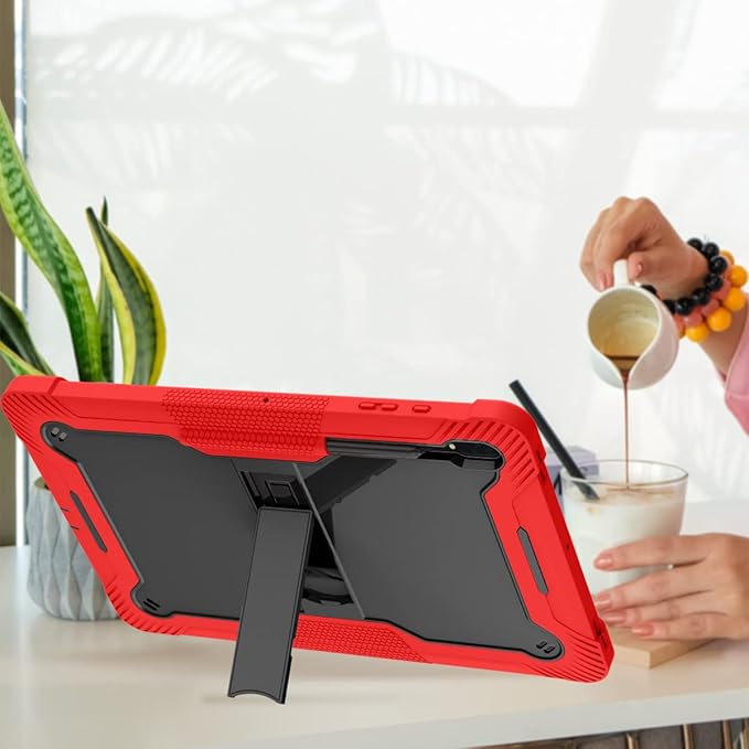 Protective Case Compatible with Samsung Galaxy Tab S9 Ultra 14.6 Inch 2023 Case with Built-in Stand Rugged Hybrid Shockproof Protective CoverCompatible with Samsung Galaxy Tab S9 Ultra(Red+Black)