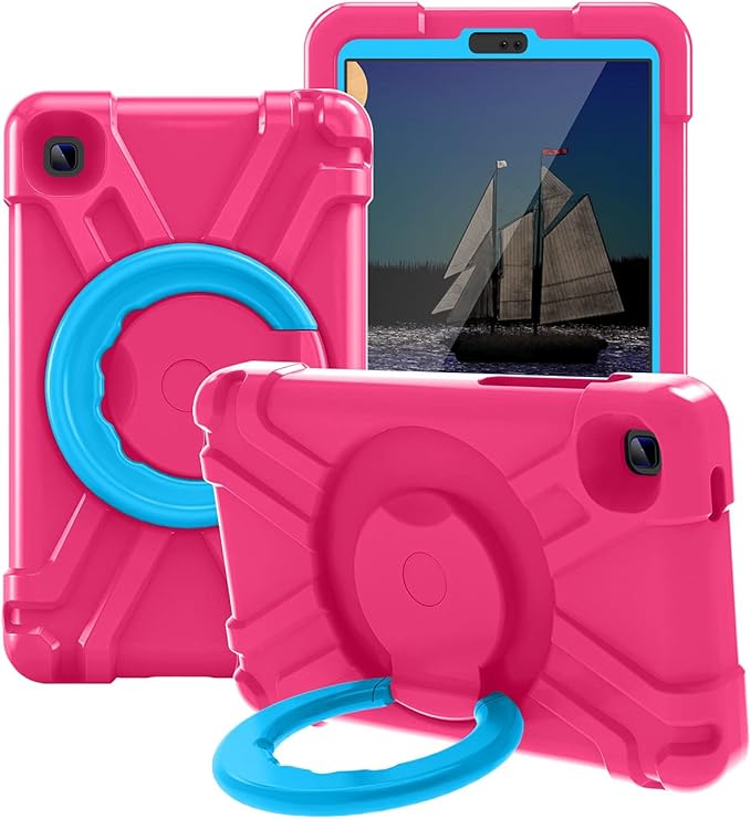 Compatible with Samsung Galaxy Tab A7 Lite T220/T225 Tablet CaseRugged Kids Case with Stand Lightweight Shockproof Kids Friendly Tablet Cover Rose Red+Blue
