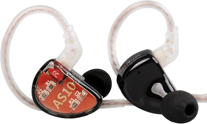 KZ AS10 IEM Headphone 5 Balanced Armature Driver KZ Earbuds Wired Earphone Stereo HiFi in Ear Monitor Headphone Musician Headset Earphone with Detachable 2 Pin Cable(No Microphone Black)