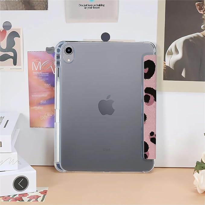 Pink Leopard Ripple Case Compatible with iPad 9th 8th 7th Generation 10.9 Inch 2021/2019/2018Funny Cover with Trifold Stand + Pencil Holder for Boys GirlsiPad 10.9in 2022