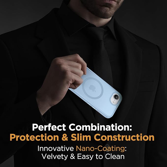 Miracase for iPhone 16e case &amp iPhone 17e Case for MagSafe [with 2×9H+ Screen Protectors] TOP Military-Grade Protection Shockproof with Velvet Touch for iPhone 16e/17e Phone Case 6.1 Light Blue