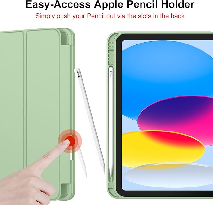 iMieet iPad (A16) Case 11th Gen/iPad 10th Generation Case [11-Inch 2025/10.9 Inch 2022] with Pencil Holder Trifold Stand Smart Cover with Soft TPU BackAuto Wake/Sleep(Matcha Green)