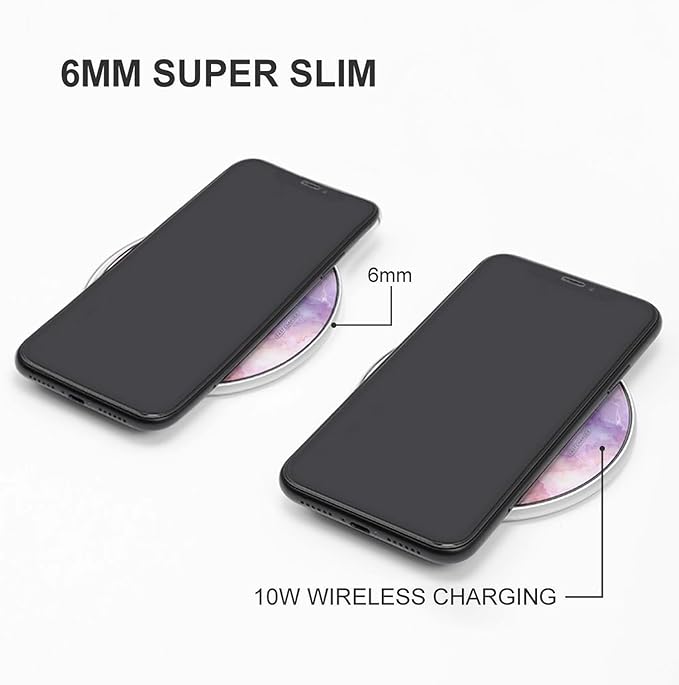 Purple Pinkcolor Marble Fast Portable Charger 10W Funny Graphic Phone Charging Pad with USB Cable