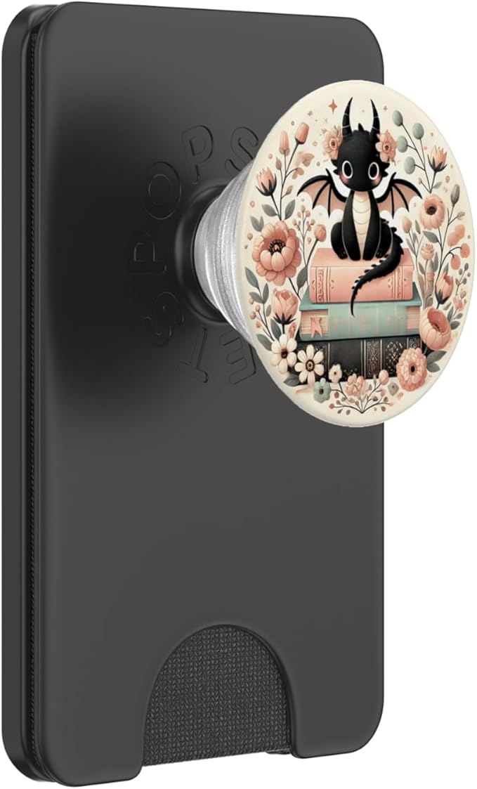 Aesthetic Cottagecore Flowers Dragon Books Bookworm Bookish PopSockets PopWallet for MagSafe
