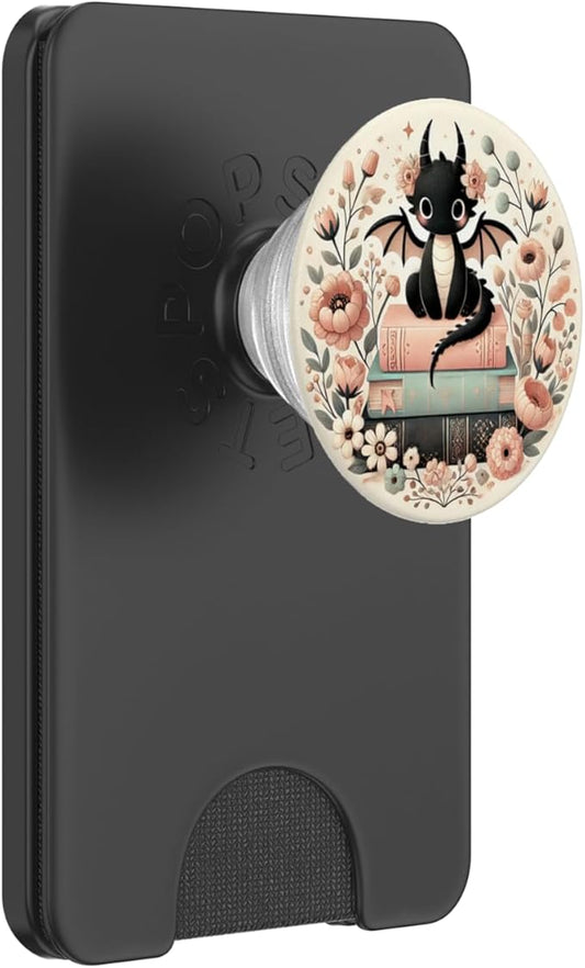 Aesthetic Cottagecore Flowers Dragon Books Bookworm Bookish PopSockets PopWallet for MagSafe