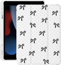 Cute Black Bow Polka Dot for iPad Air 3 Case with Pencil Holder Auto Sleep/Wake White Leather Soft TPU Back Cover for iPad Pro 10.5 Inch 2017