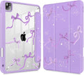 Tuiklol Case for iPad Pro 12.9 Inch M2 Case 2022 2021 2020 2018 Generation 6th/5th/4th/3rdBuilt-in Pencil 2nd Holder Clear Transparent Protective Back Shell CoverBow-Purple
