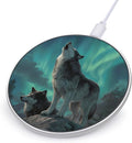 Wolf Howling Moon Northern Lights Fast Portable Charger 10W Funny Graphic Phone Charging Pad with USB Cable