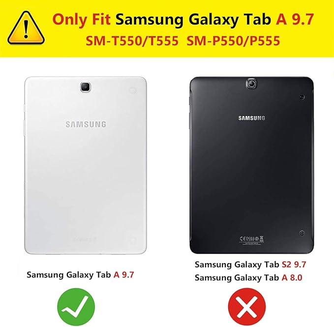 Case for Samsung Galaxy Tab A 9.7 2015 (SM-T550/T555/P550/P555)Portable Heavy Duty Dropproof Protective Cover Case with 360 Rotating StandHandle &amp Shoulder StrapStylus Pen (New Purple)