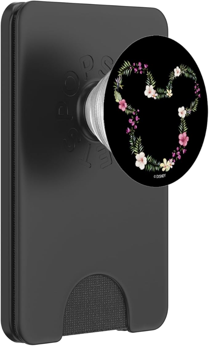 Disney Mickey &amp Friends Mickey Hawaiian Floral Outline Ears PopSockets PopWallet for MagSafe
