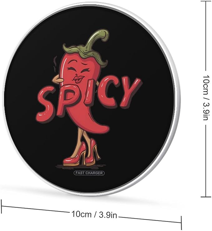 Spicy Hot Chili Pepper Fast Portable Charger 10W Funny Graphic Phone Charging Pad with USB Cable
