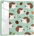 Cartoon Hedgehog for iPad Pro 11(M4) 2024 5th Gen Kawaii Animal Clear Hard Back Hybrid Casewith Pencil Holder Trifold Stand Tablet Cover(Model Number:A2836/A2837/A3006) for Girls
