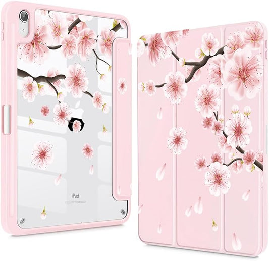 Teryeefi for iPad (A16) 11th Generation Case 11 Inch 2025 Release for iPad 10th Generation 10.9 Inch 2022 Protective Shell with Pencil Holder TPU+Crystal Hard Back CoverCherry Blossoms
