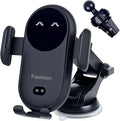 Wireless Car Charger Auto-Clamping 3-in-1 Phone Mount - 15W/10W/7.5W Fast Charging Car Accessories Compatible with iPhone 16/15/14/13/12/11/Xs/XR Samsung S23 Ultra/S22/S21/S20/S10+/S9(Black)