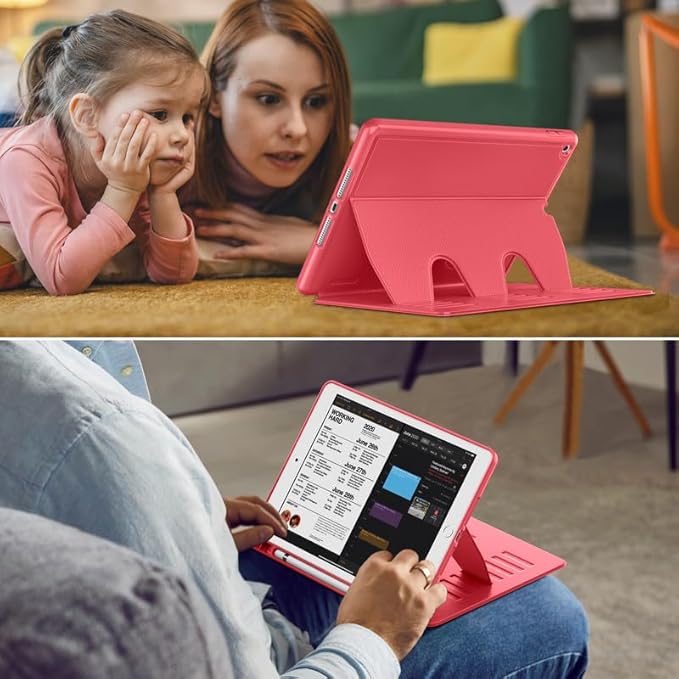 VIKESI Case for iPad 9th / 8th / 7th Generation 10.2 inch (2021/2020/2019 Released)Multiple Angles Magnetic Stand CoverShockproof BackPencil Holderand Auto Sleep/WakeRed