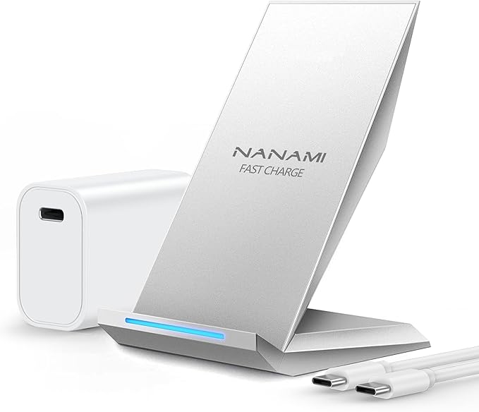 NANAMI Fast Wireless Charger Charging Stand[with 20W PD Adapter] 7.5W Compatible with iPhone 17/17 Air/16/15/14/13/12 10W for Samsung Galaxy S26/S26+/S26 Ultra/S25/S25 Ultra/S24/S23/S22/S21/S20
