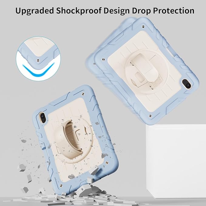 Case for iPad 10th Generation 10.9inch 2022with Built-in Screen Protector and KickstandHand StrapShoulder Strap for New Apple iPad 10.9 Inch(Blue/Beige)