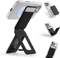 MOFT Phone Tripod Wallet 3 in 1 Phone Stand Magnetic Wallet NFC-Supported Magnetic Phone Stand MOVAS Vegan Leather Adjustable Card Holder-Jet Black