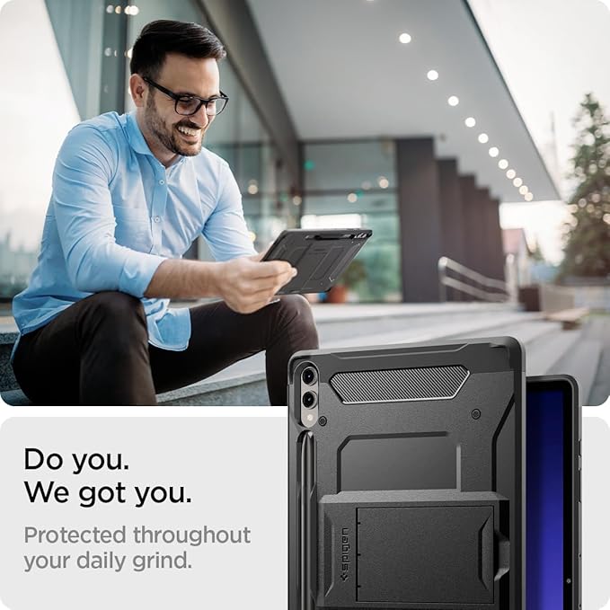 Spigen for Galaxy Tab S10+ Plus/S9+ Plus Case (2024/2023) Tough Armor Pro Protective Hard Shell with Kickstand and Built-in S Pen Holder Drop-Proof Dual-Layer Protection 12.4 Inch Black