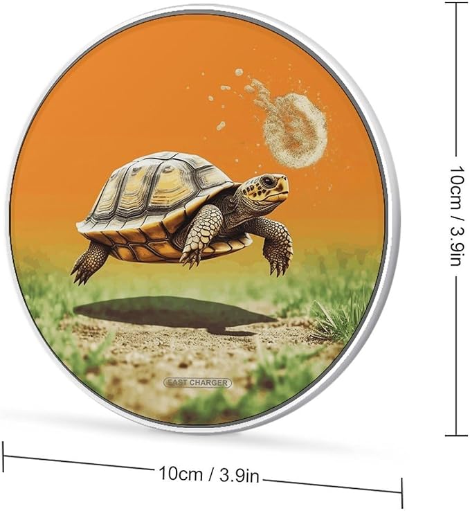 Tortoise Turtle Jumping Wireless Charger Fast Wireless Charging Pad with USB Cable 10W Anti-Slip Magnetic Wireless Charger Portable Slim Charger Puck Travel Charging Station