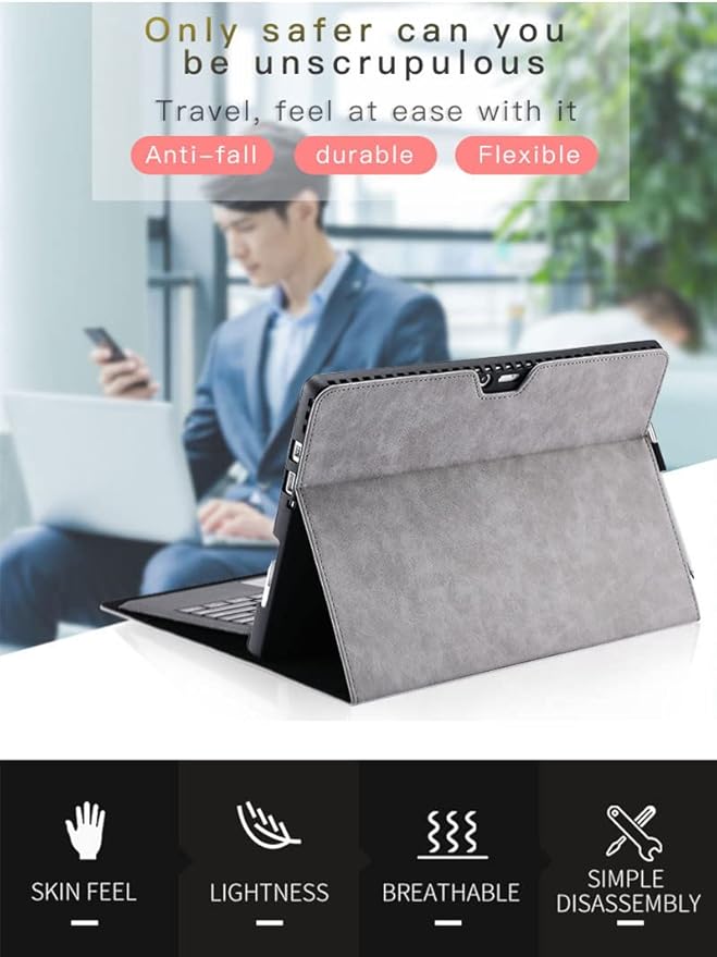 Protective Case for Surface Pro 8 Tablet Compatible with Type Cover Keyboard Business Cover with Pen HolderBlack