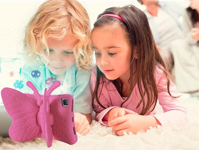 iPad Air 5th /4th Generation Case Kids iPad Pro 11 inch Case for Girls Cute Butterfly Shockproof EVA Foam Stand Cover for 11 iPad Pro 2022/2021/2020/2018 and 10.9 iPad Air 2022/2020 Rose