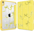 Tuiklol for iPad Pro 11 Inch Case M2 2022 Gen 4th -Built-in Pencil Holder Shockproof Cover Clear Transparent Back Shell Fit for iPad 11’’ 2021 2020 2018 Gen 3rd/2nd/1st for KidYellow Bow