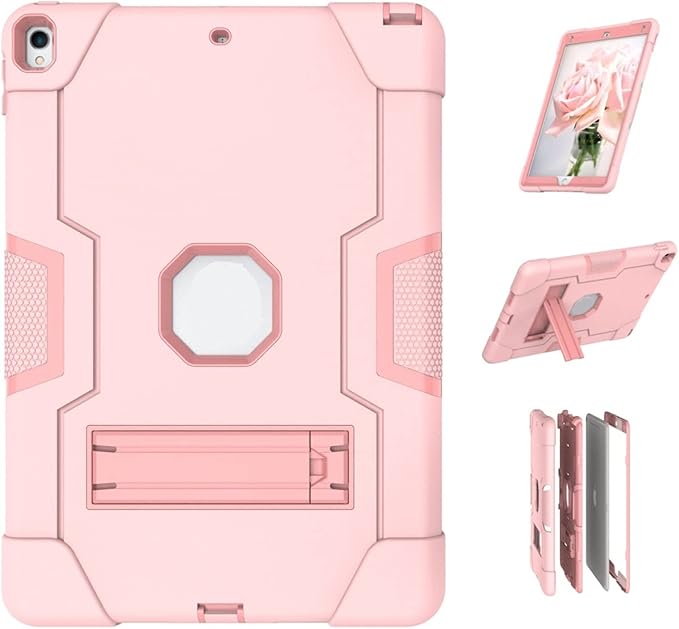 Jaorty 3 in 1 Hybrid Case for iPad Air 3 10.5 &amp iPad Pro 10.5 - Heavy Duty Shockproof Anti-Slip Anti-Scratch Pink