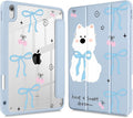 May Chen for iPad Air 11-inch M4/M3/M2 (2026/2025/2024) iPad Air 5th/4th 10.9 Inch - Shockproof Cover with Clear Back Shell &amp Penceil Holder Auto Wake/Sleep Stand Cover Blue Bows Dog