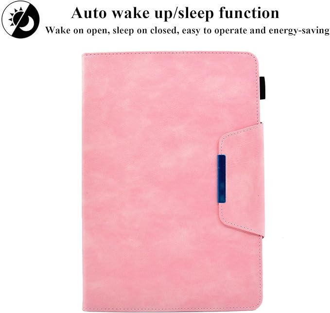 Folio Case for Amazon Kindle Fire HD 8/Fire HD 8 Plus (12th/10th Generation 2024/2022/2020) 8 UUcovers PU Leather Magnetic Smart Cover with Stand/Pencil Holder/Pockets [Auto Sleep/Wake] Pink