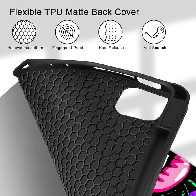 Mektron for iPad Pro M2 11-inch 4th/ 3rd/ 2nd/ 1st Gen Case 2022 2021 2020 2018 with Pencil Holder Tablet Cover with Soft TPU Back Cover for 11 inch iPad Pro Colorful Lips