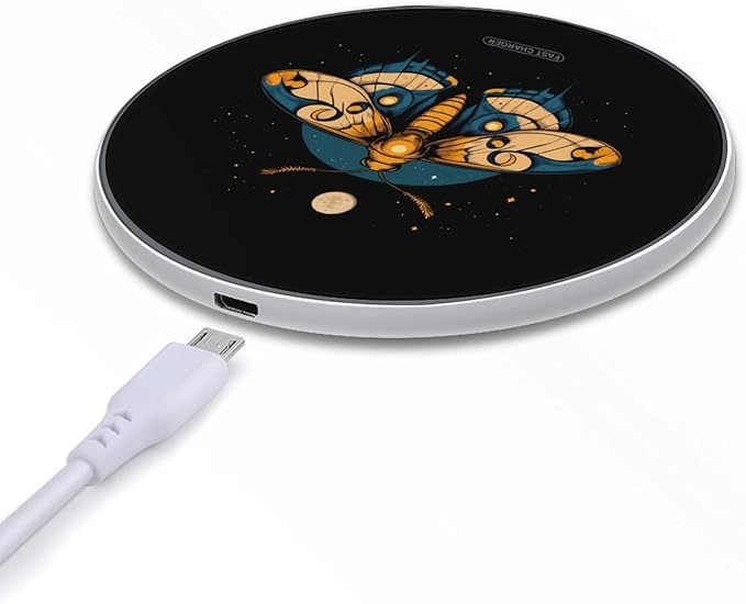 Moth Moon Wireless Charger Anti-Slip Wireless Charging Pad Slim Charger Mat for Men Women