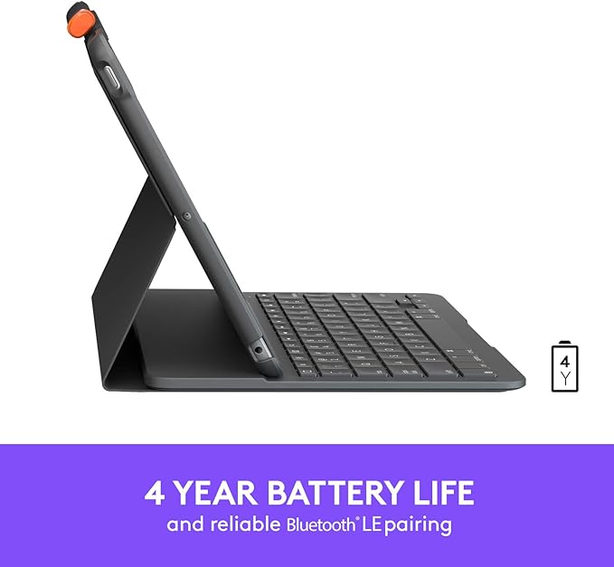 Logitech iPad (7th 8th and 9th Generation) Keyboard Case | Slim Folio with Integrated Wireless Keyboard (Graphite) 7.3 x 10.1 x 0.9