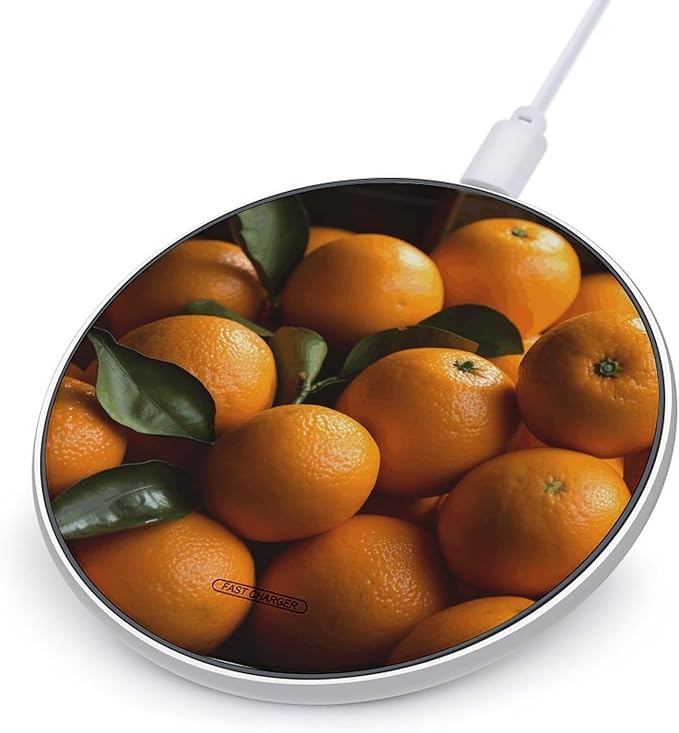 Pile of Oranges Wireless Charger Fast Wireless Charging Pad with USB Cable 10W Anti-Slip Magnetic Wireless Charger Portable Slim Charger Puck Travel Charging Station