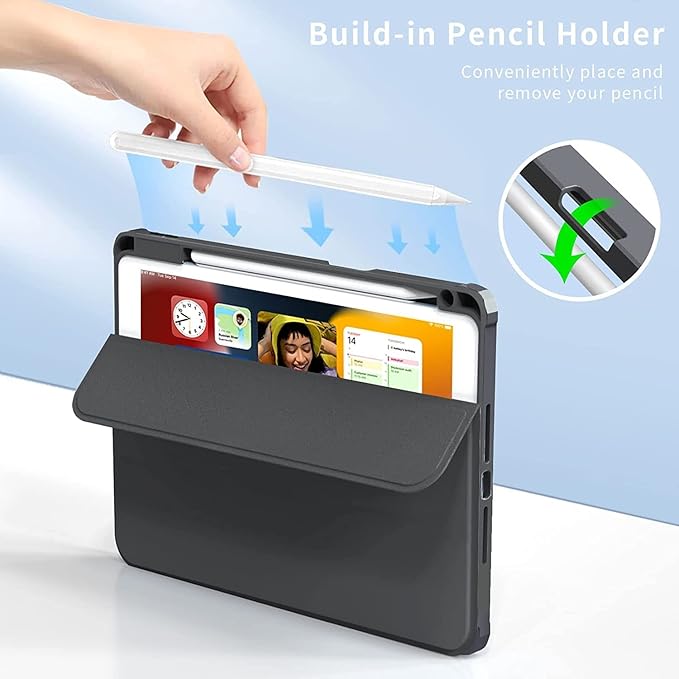 Vertical Case for iPad 9th/8th/7th Generation/Pro 10.5/ Air 3rd Gen Magnetic Detachable Case with Pencil Holder【It can Hold Keyboard】 360 Rotatable Smart Cover (Blue)