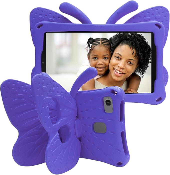 Universal Kids Case for Sunshine T1 Tablet/Sunshine T1 Elite Tablet Case Shockproof Light Weight Protective Stand Cover for Cloud Mobile Sunshine T1 Tablet 8 inch Cute Butterfly - Purple