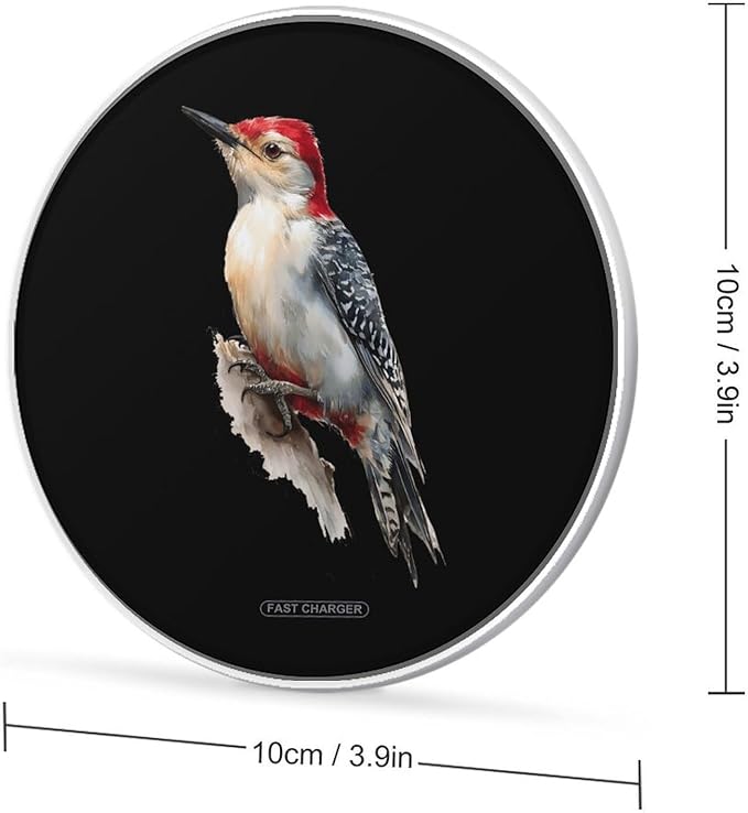 Watercolor Woodpecker Bird Phone Charger Magnetic Charging Pad Anti-Slip with USB Cable